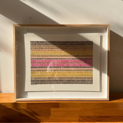 ציור קווים מקורי - גוונים צהובים וורודים