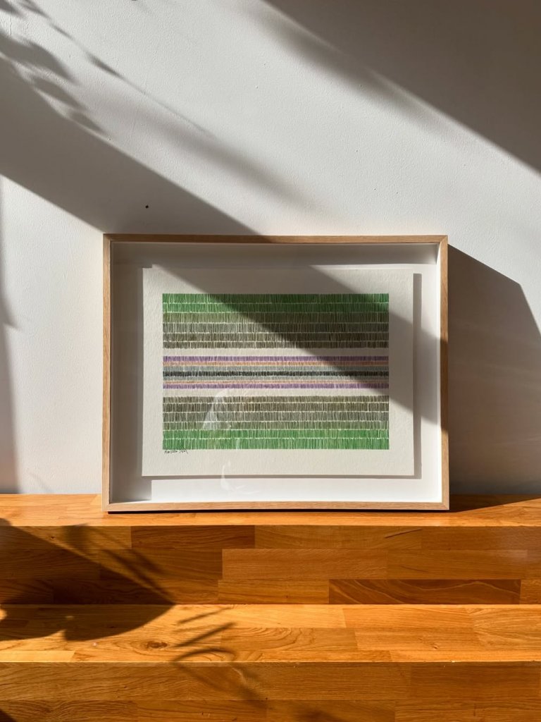 ציור קווים מקורי - גוונים ירוקים