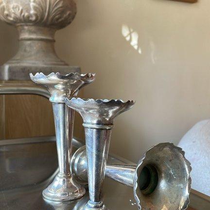 פמוט וינטג' מצופה כסף בעבודת יד