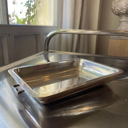 מגש מלבני מצופה כסף עם ידיות צד