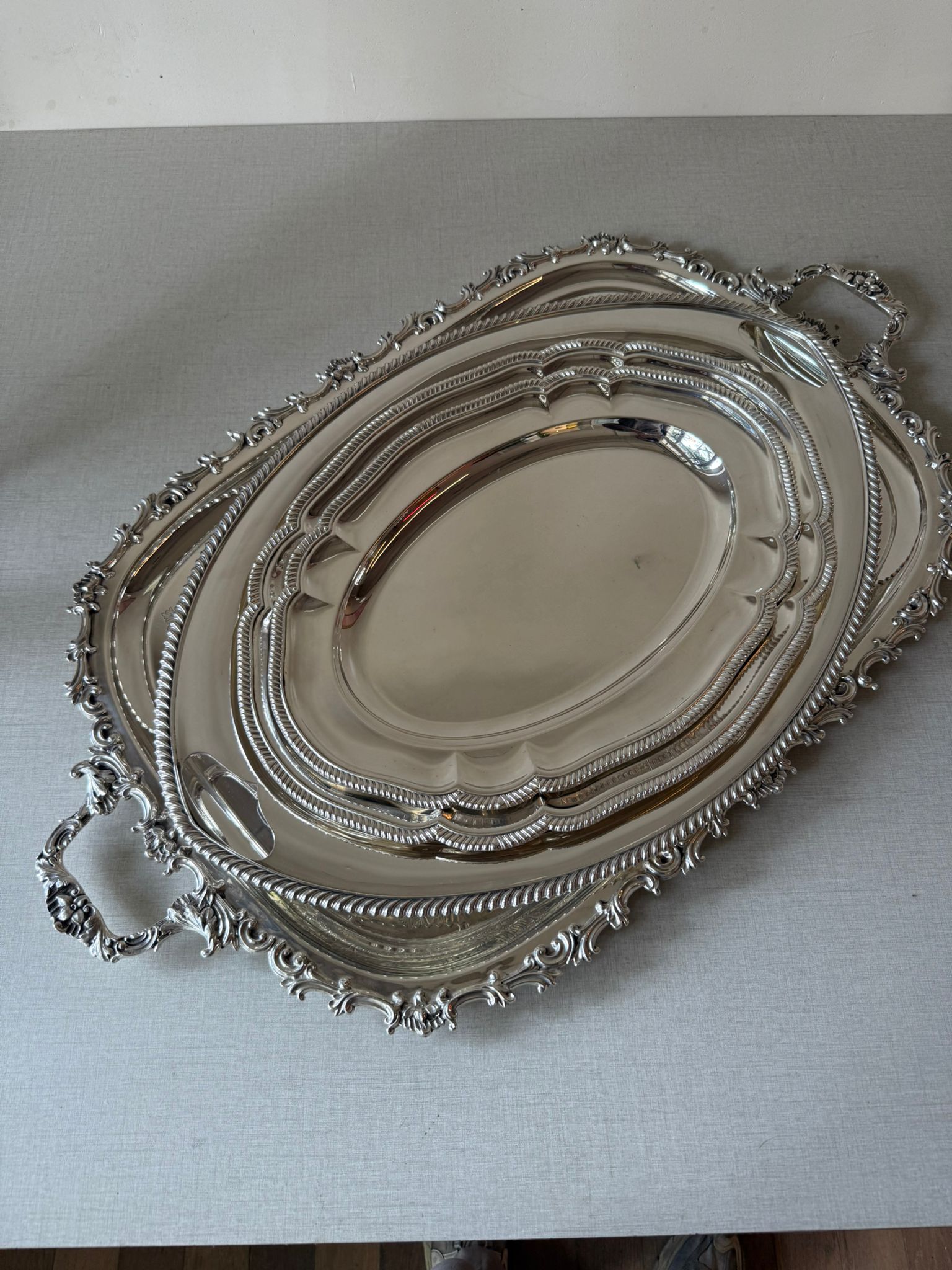 צלחת הגשה אובלית עתיקה - Sheffield Plate