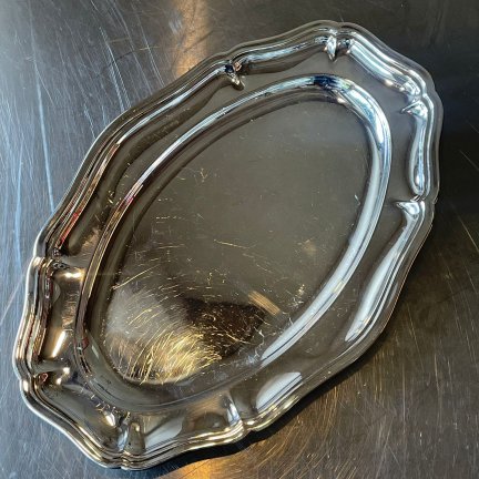 צלחת הגשה אליפטית קטנה מצופה כסף